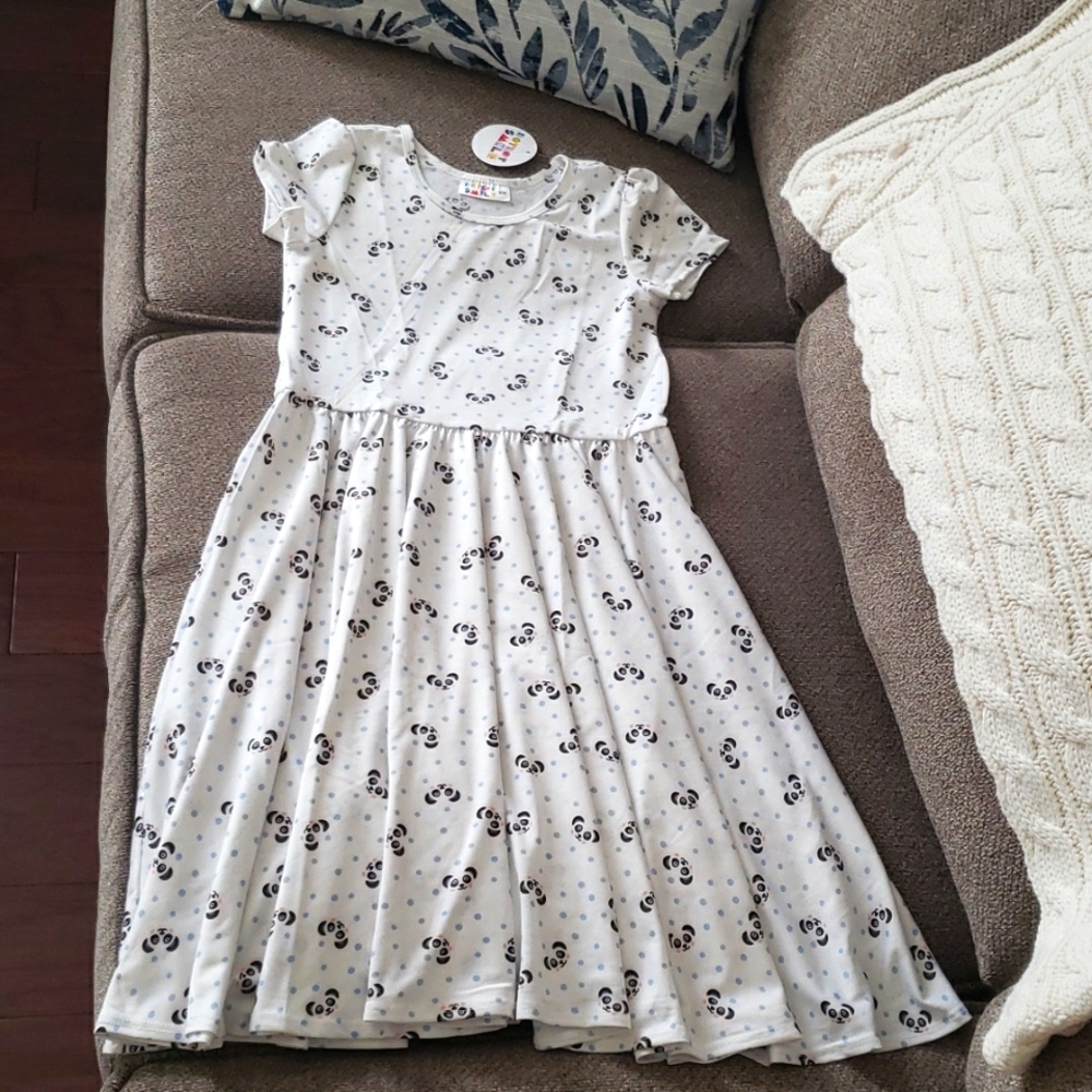 DotDotSmile panda bear print white classic cap dress